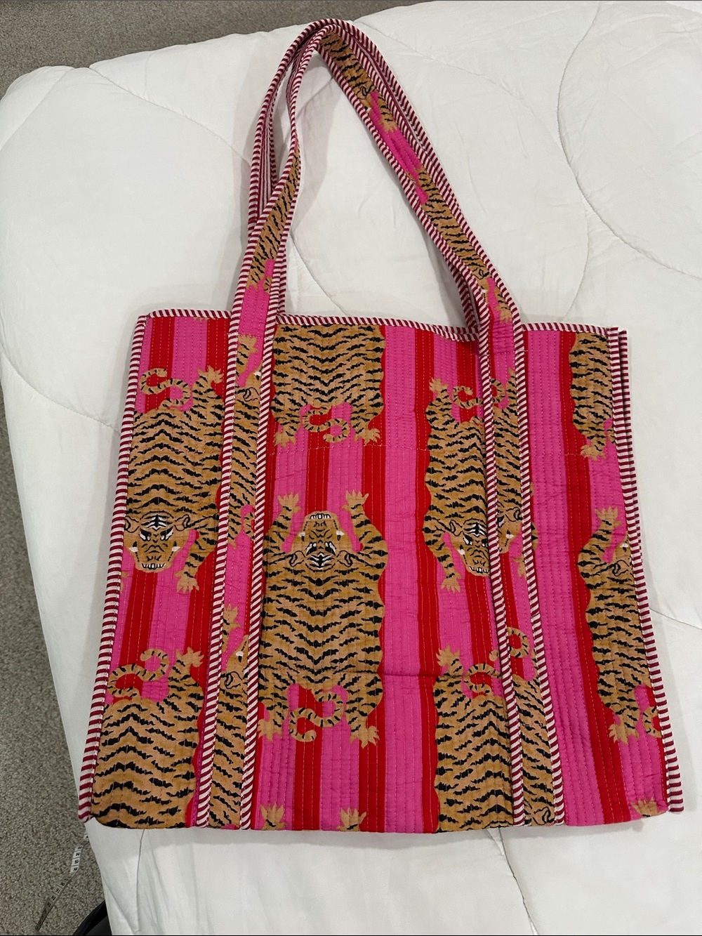 Stylish Pink & Tan Tiger-Print Tote Bag